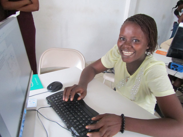 Lady in computer training at the Centre