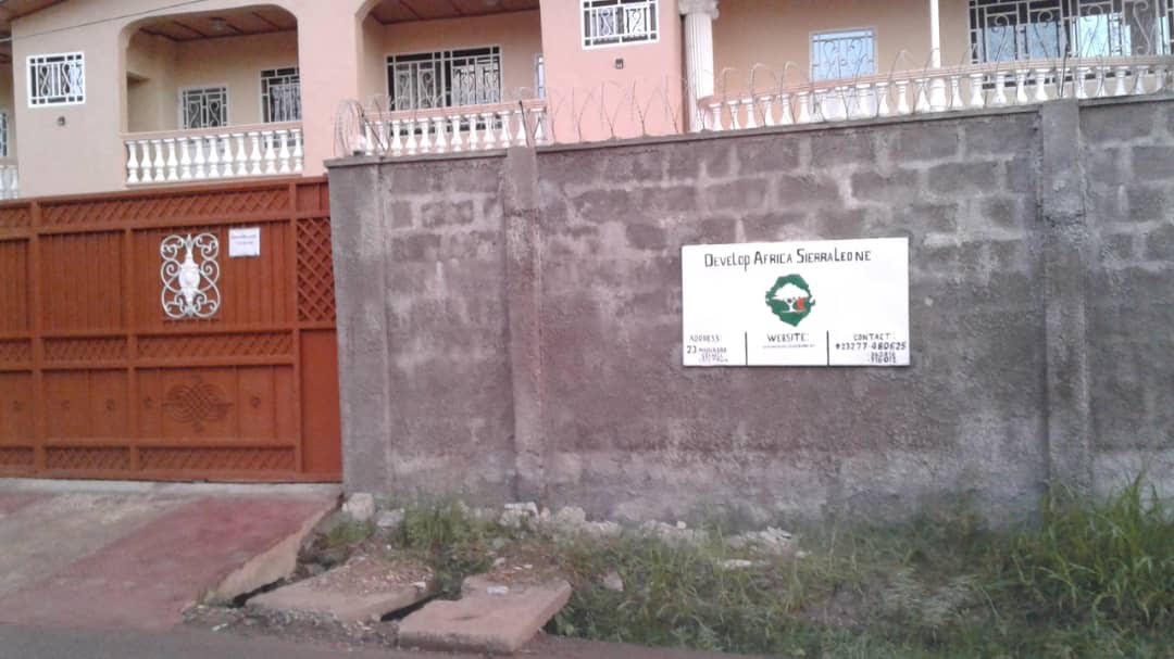 sign outside Develop Africa Sierra Leone office